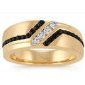 Black & White Diamond Wedding Band 10k Yellow Gold Ring U35788