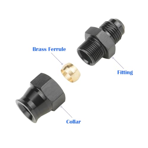 Aluminum Alloy Black Anodized 3/8" Straight Compression Fitting Adapter A518