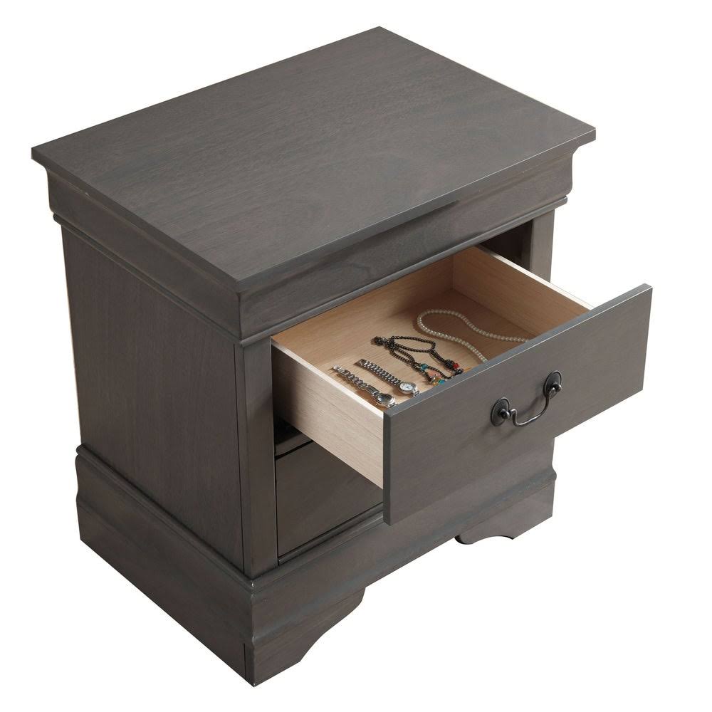 Grey Solid Wood Nightstand J809271
