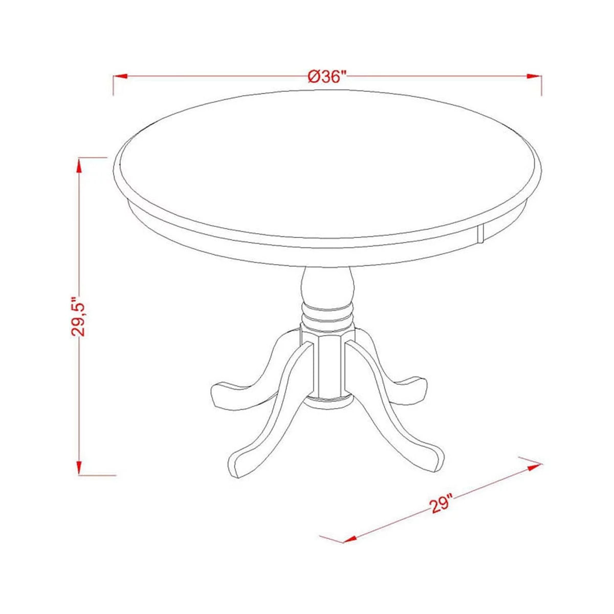 5 Piece Mahogany Wood Dining Table and Chairs Q13514