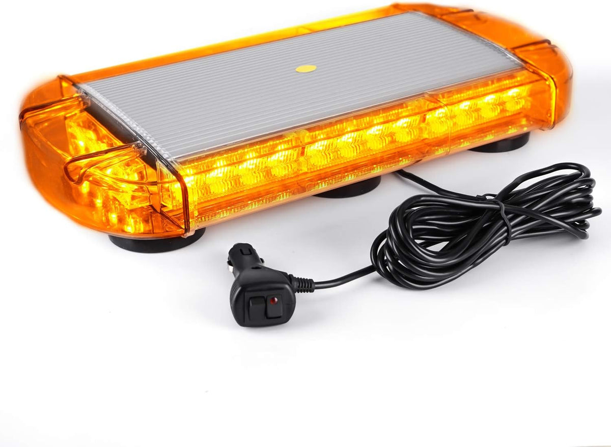 17 Inch 32 LED Roof Top Strobe Light Bar with Strong Magnet Base (Amber) Pack of 2 D988209