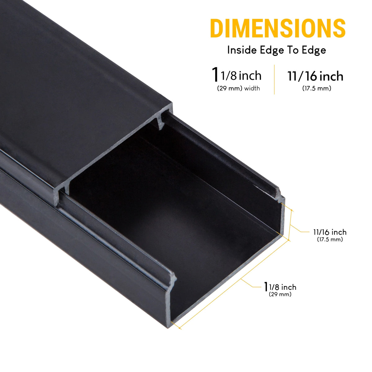 Black Plastic Wall Cable Cover Raceways H452