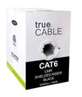Cat6 Shielded Riser 1000ft Black 23AWG Solid Bare Copper Bulk Cable W777