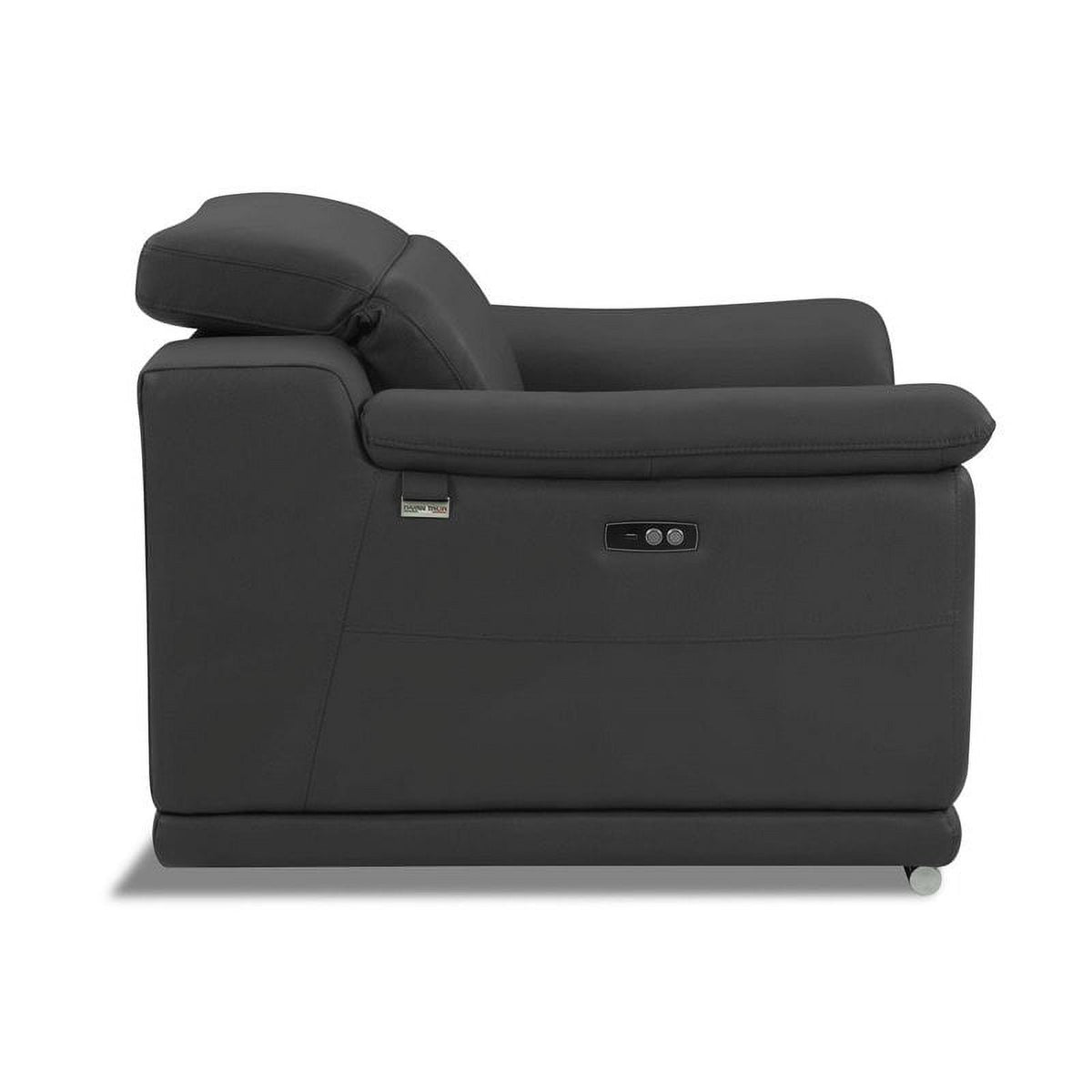 Genuine Italian Leather Power Reclining Chair in Dark Gray Q683577