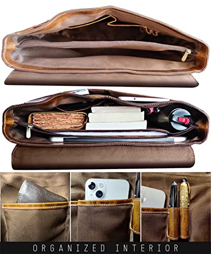 Full Grain Leather Laptop Messenger Bag V717536