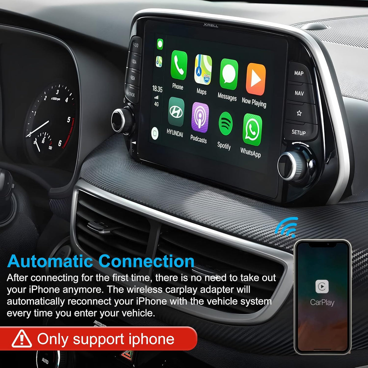 Wireless CarPlay Adapter Dongle Plug & Play Auto-Connect Y99421