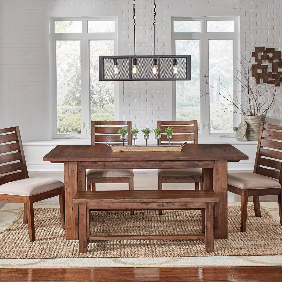 Solid Wood Trestle Table with Extension Leaf C645215