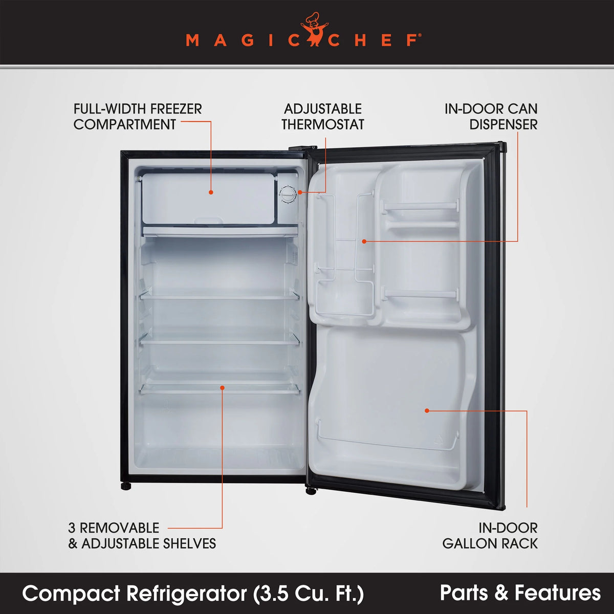 18.5 inch 3.5 Cu. ft. Compact Refrigerator Single Door J281