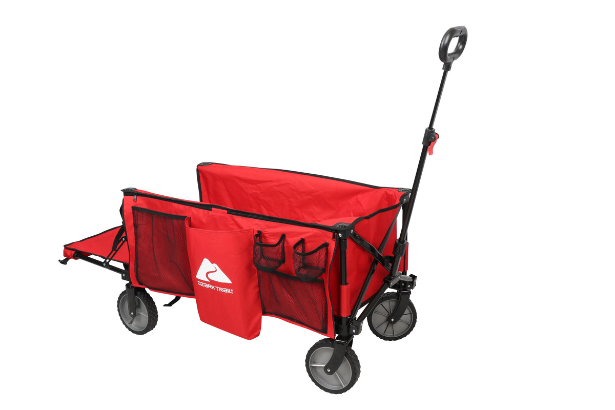 Camping Utility Wagon with Tailgate & Extension Handle, Red T2695