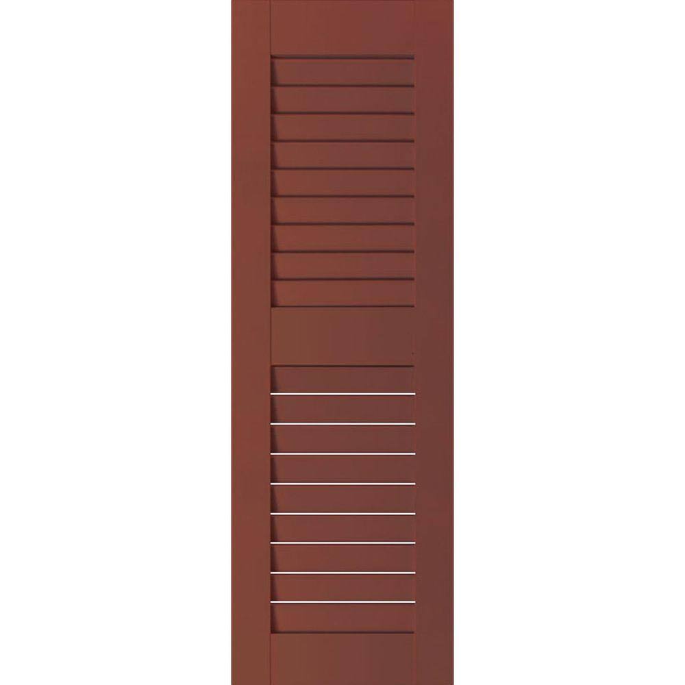 15 in. x 51 in. Exterior Real Wood Pine Louvered Shutters Pair Y864