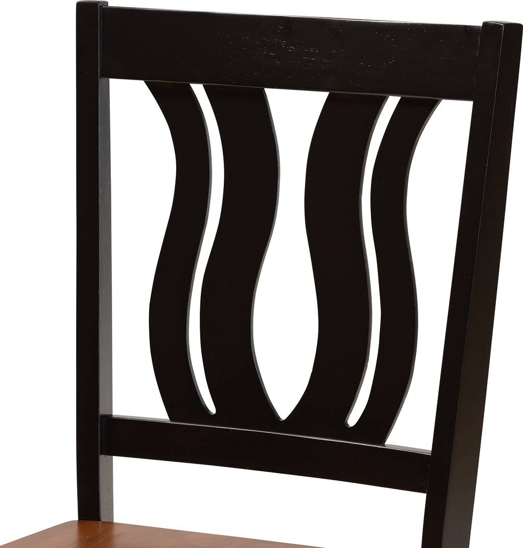 2-Piece Dark Brown and Walnut Brown Wood Dining Chair W250