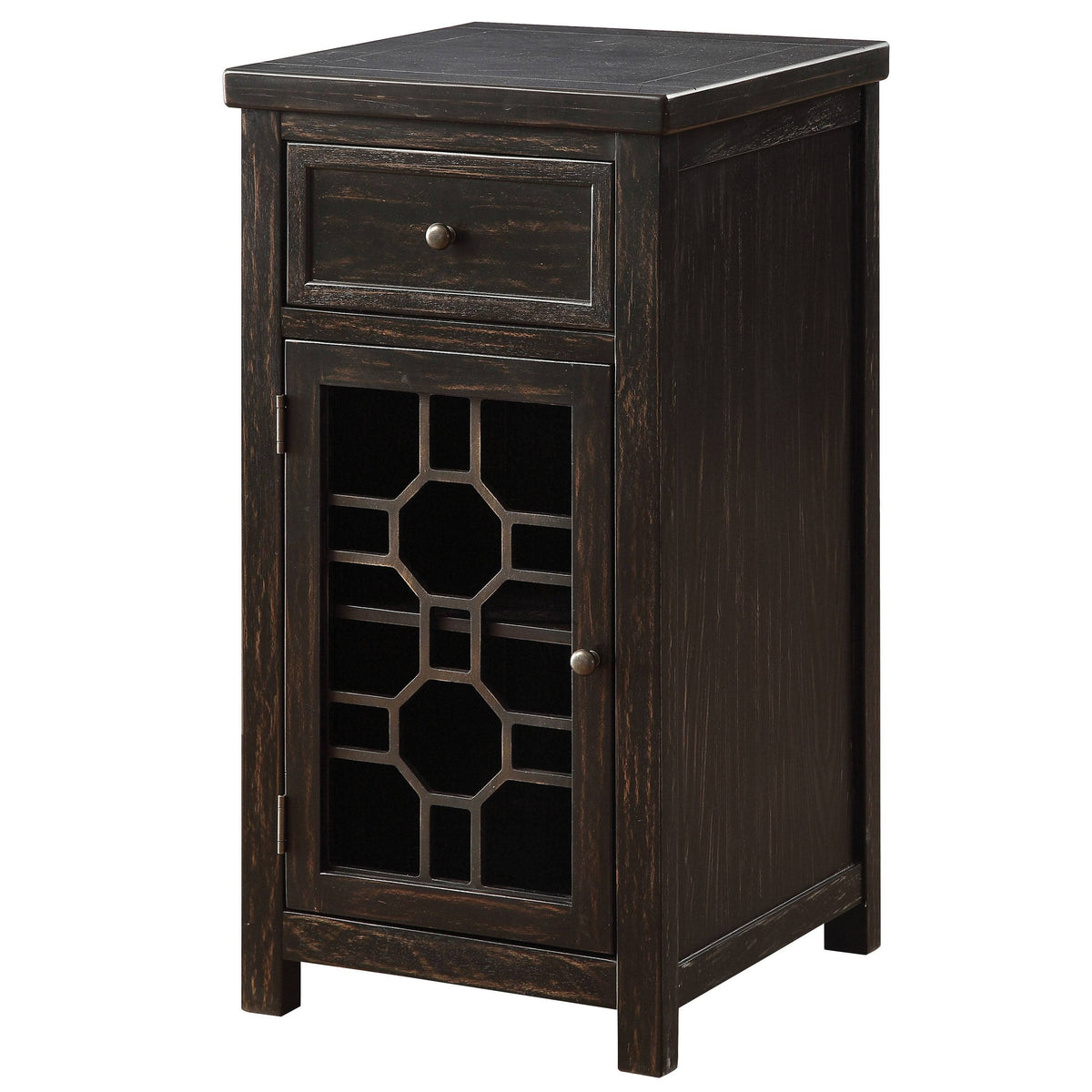 Antique Teal Solid Wood 1-Drawer Side Table D375