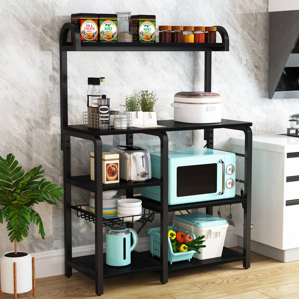 Rustic Brown Kitchen Baker's Rack Microwave Oven Stand B334