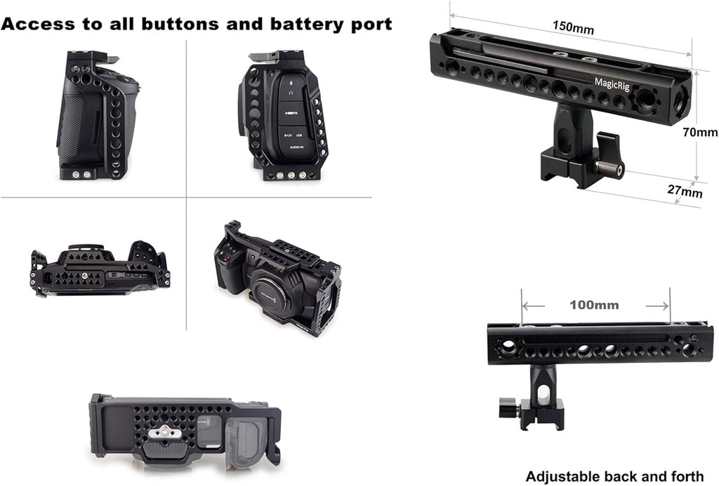 BMPCC 4K & 6K Cage with Rotating NATO Handle, T5 SSD Mount H8880