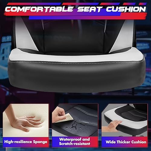 Black White Ergonomic PU Leather Swivel Desk Chair with Flip-up Armrest X254497