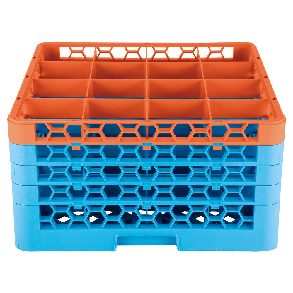 16 Compartment Orange Glass Rack with 4 Extenders F1485