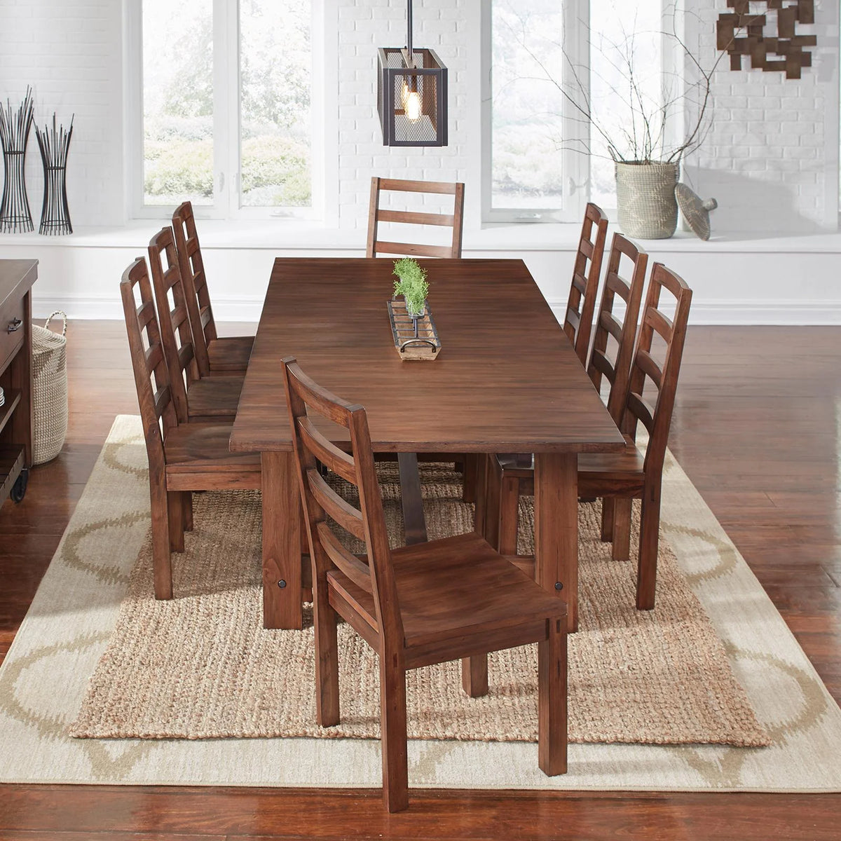 Solid Wood Trestle Table with Extension Leaf C645215