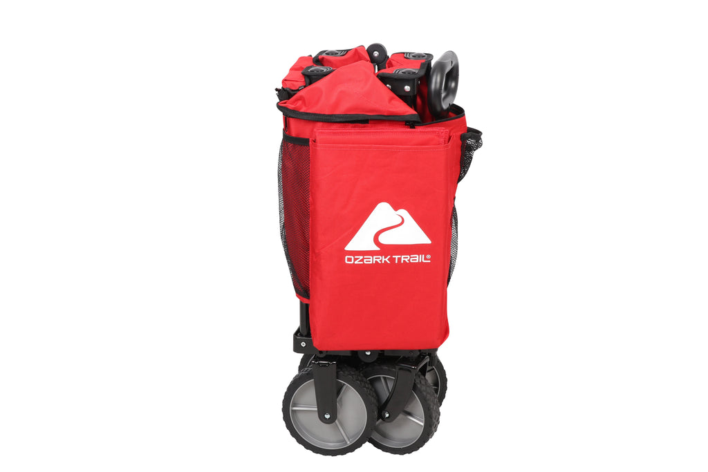 Camping Utility Wagon with Tailgate & Extension Handle, Red T2695