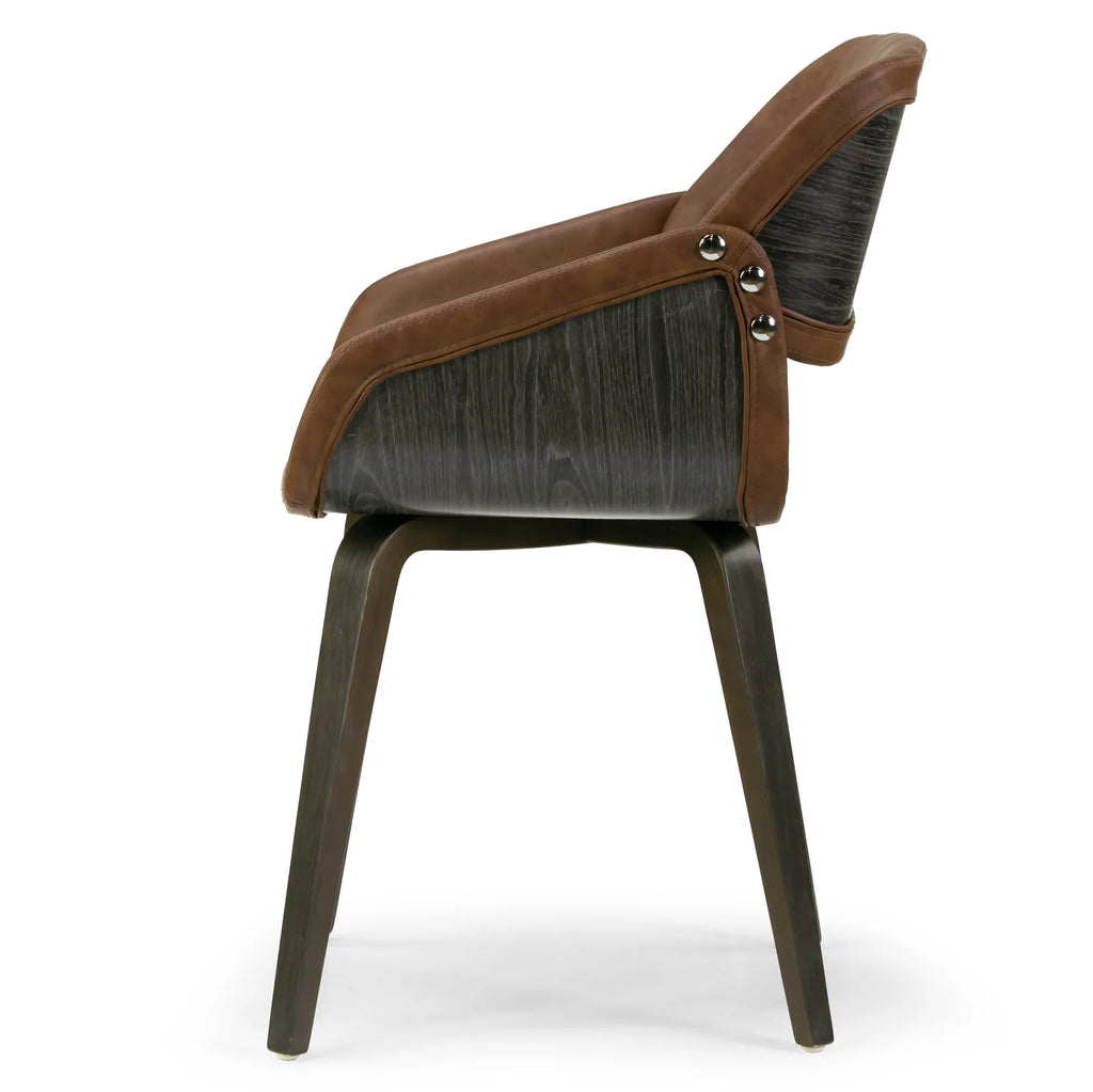 Brown Upholstered Dining Chair with Wood Legs X5050