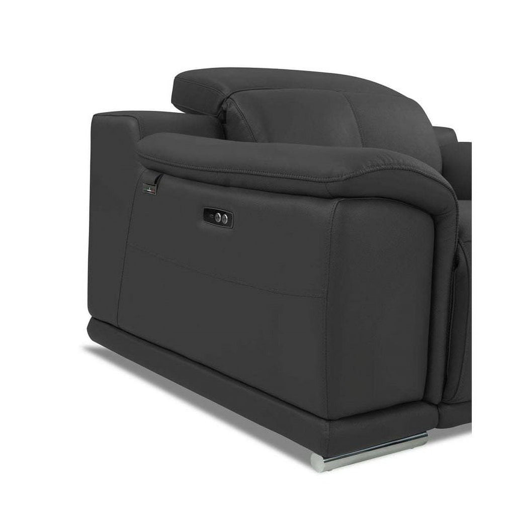 Genuine Italian Leather Power Reclining Chair in Dark Gray Q683577