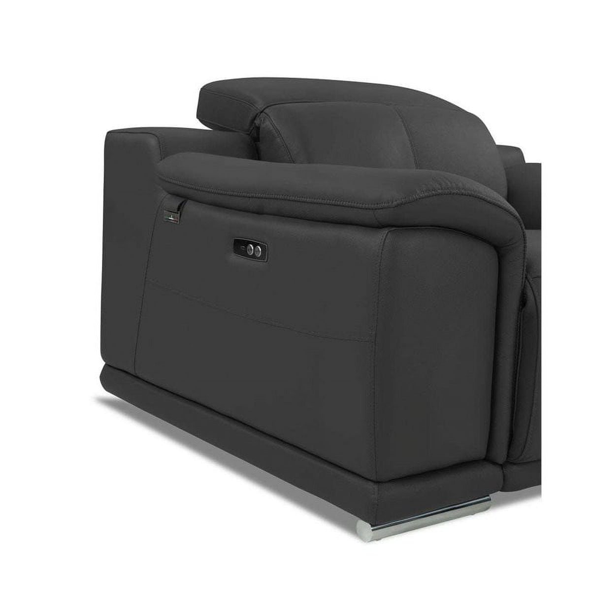 Genuine Italian Leather Power Reclining Chair in Dark Gray Q683577