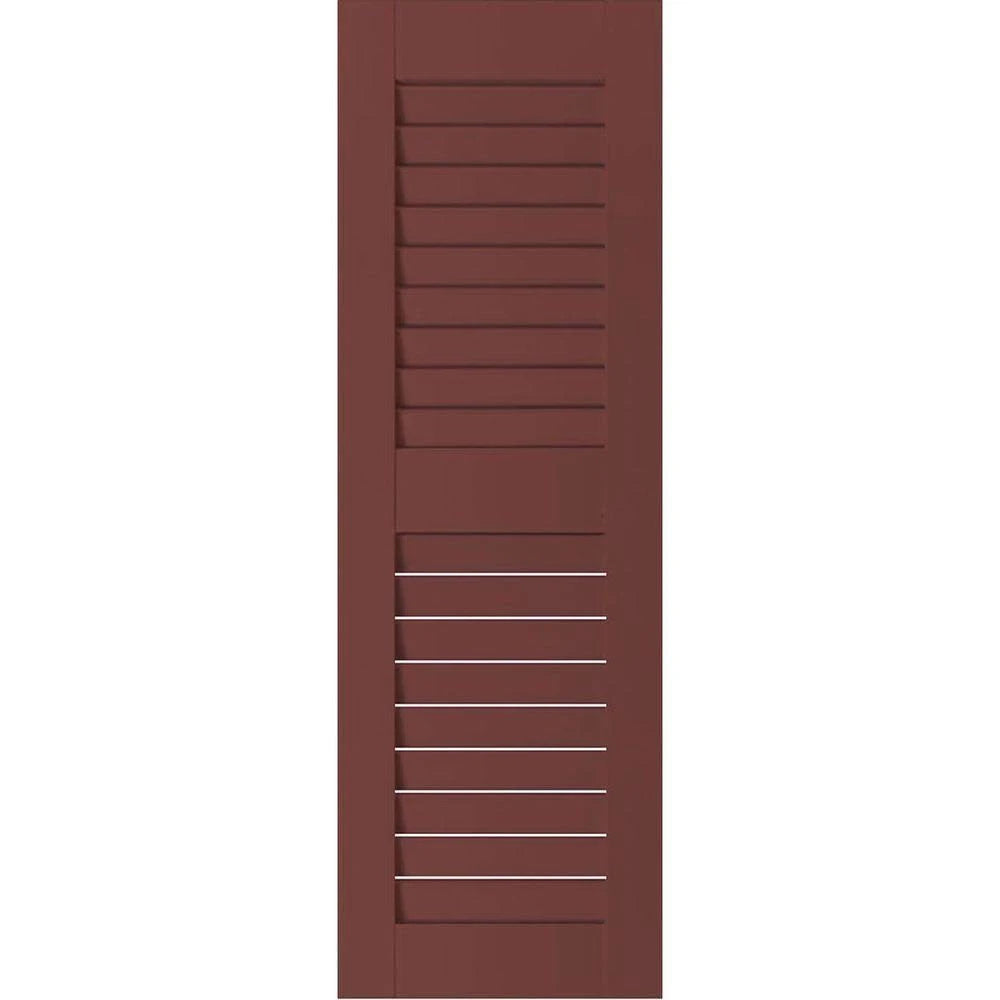 12 in. x 59 in. Real Wood Louvered Shutters Pair P6574