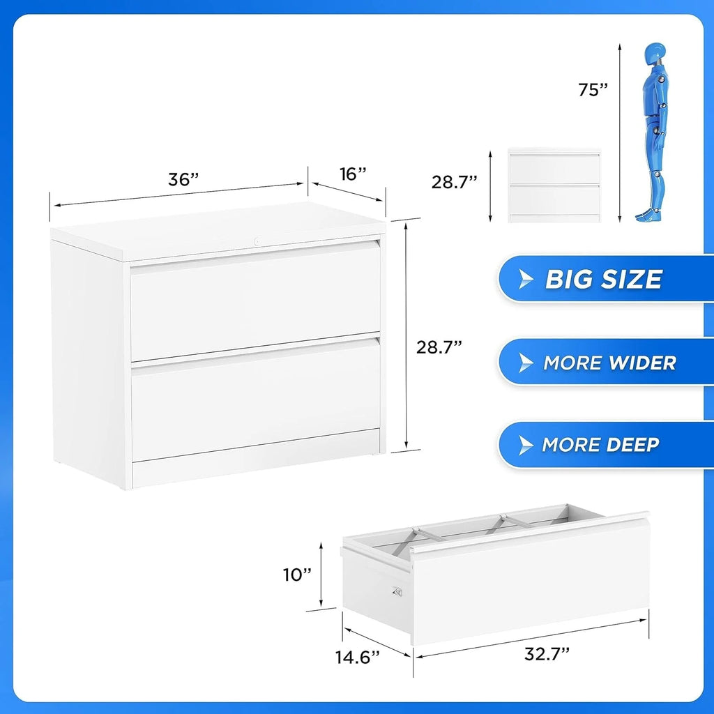 2 Drawer Metal File Cabinet with Lock White Y649