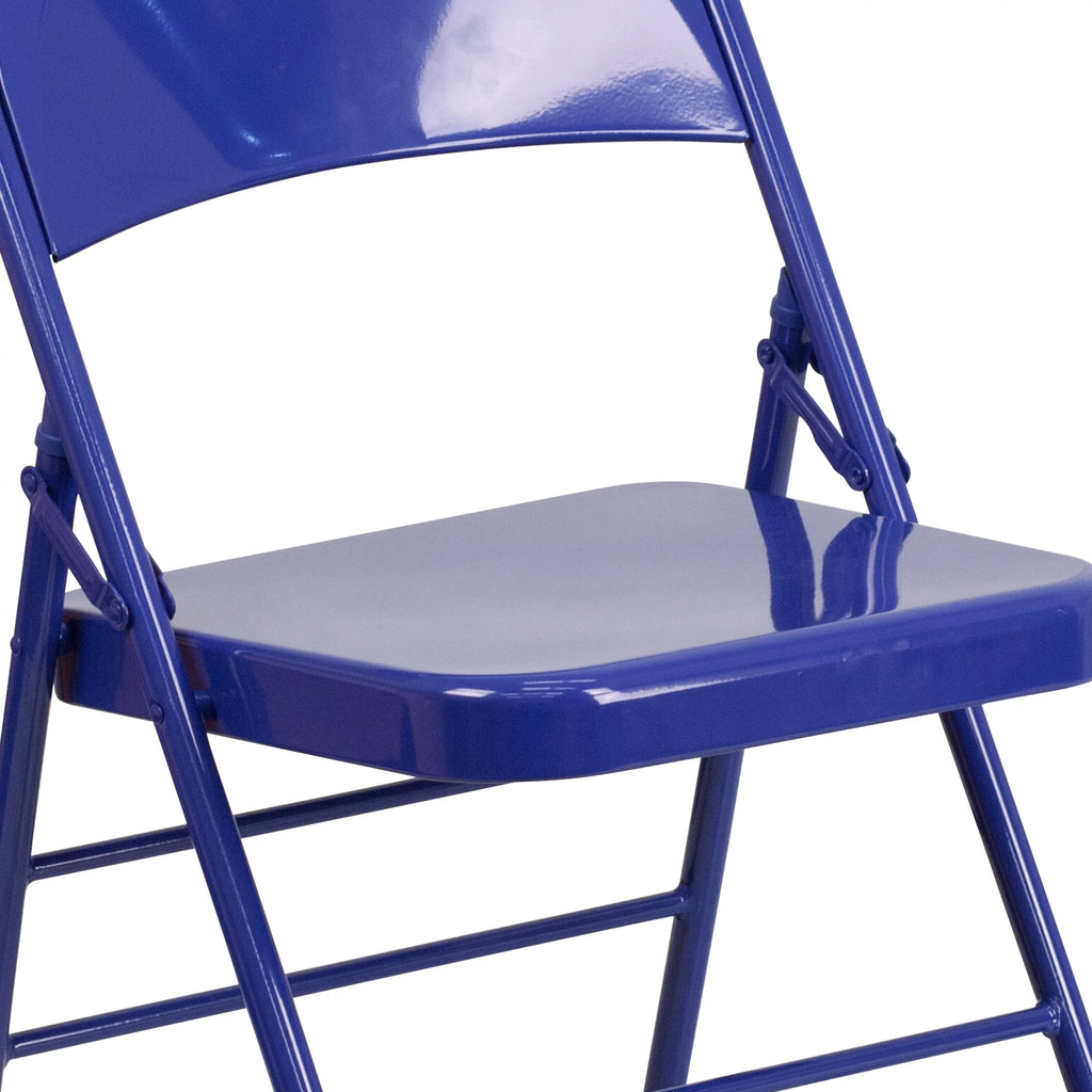 Cobalt Blue Metal Folding Chair V744375