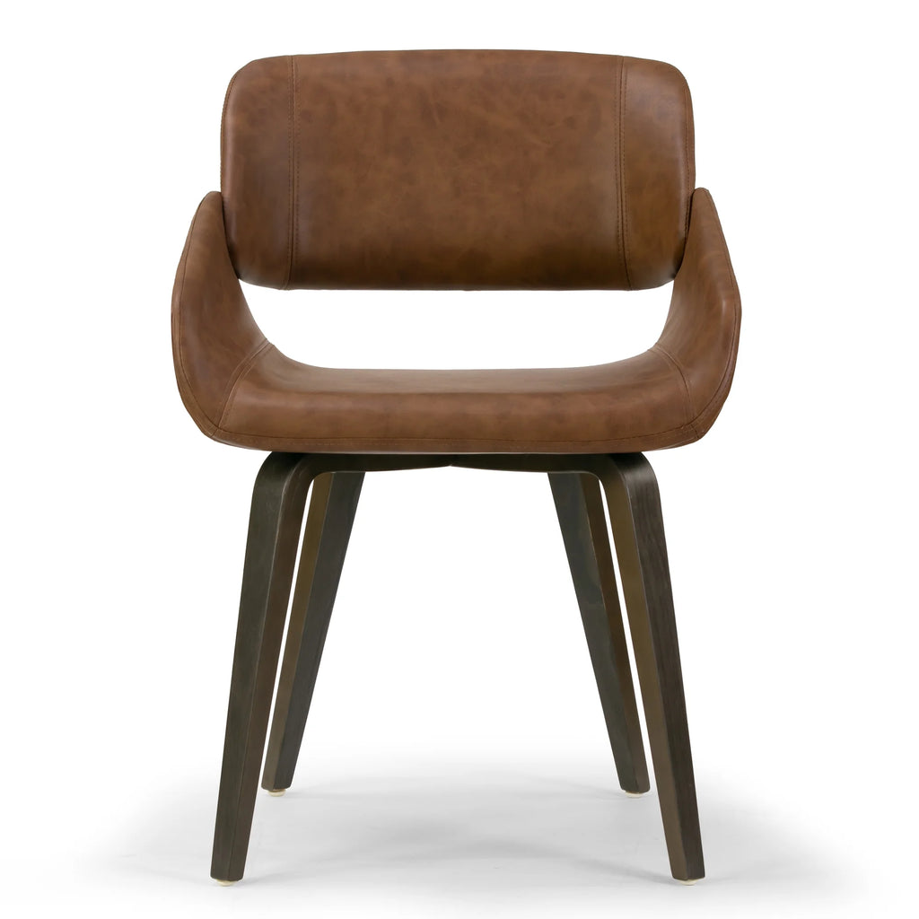 Brown Upholstered Dining Chair with Wood Legs X5050