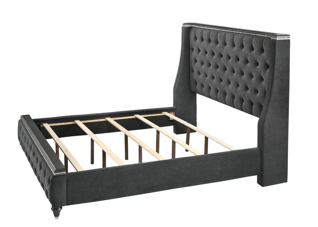King Size 4pc Grey Upholstered Bedroom Set I772600