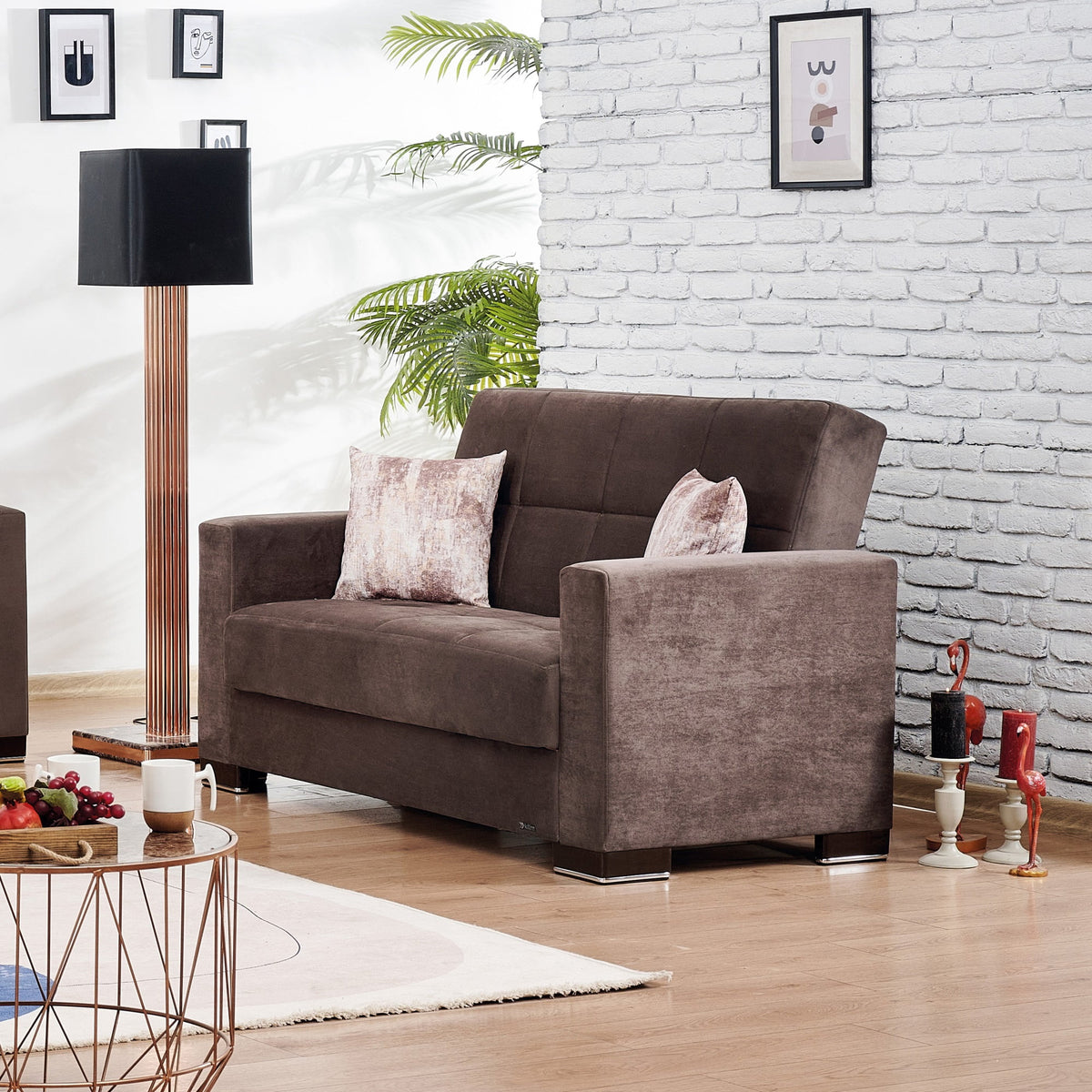 Microfiber Brown Loveseat G280073