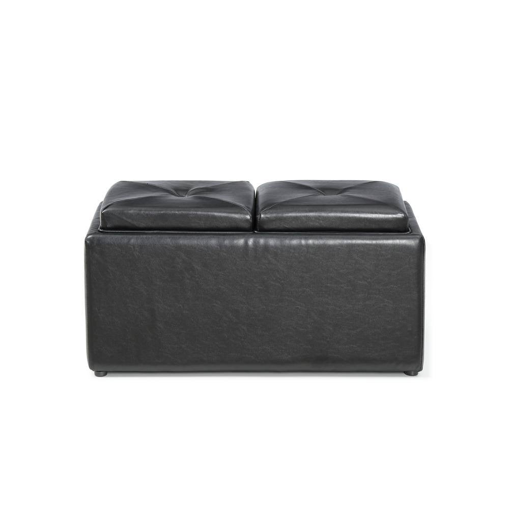 Black Ottoman with Flip Over Tray N181