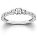 14K White Gold Three Stone Diamond Engagement Ring I8003