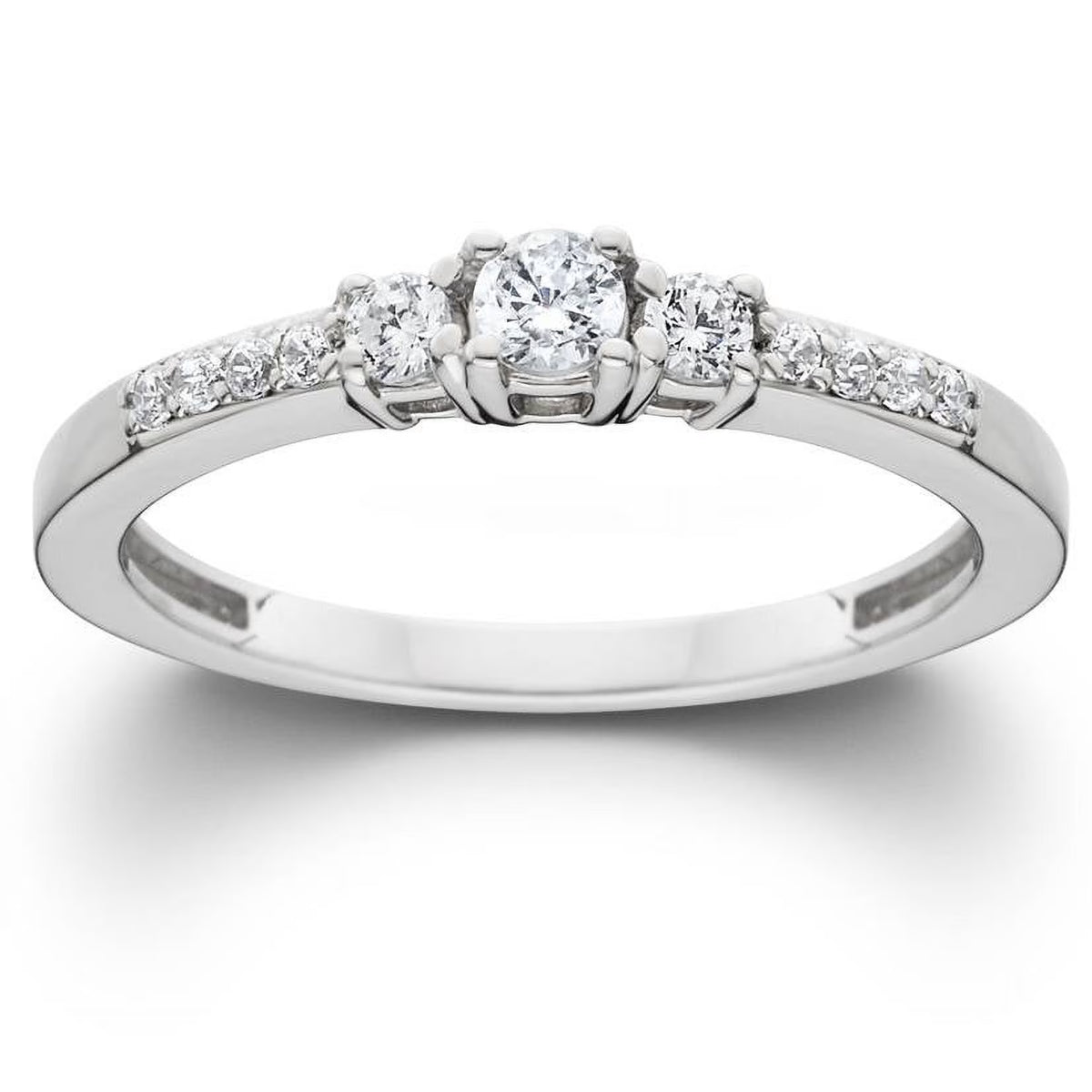 14K White Gold Three Stone Diamond Engagement Ring I8003