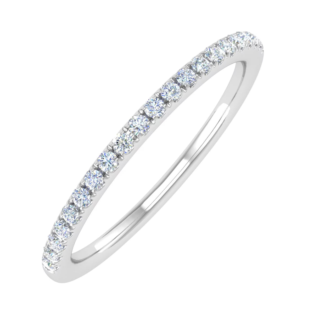 14K White Gold Half Eternity Diamond Wedding Band Ring V41793