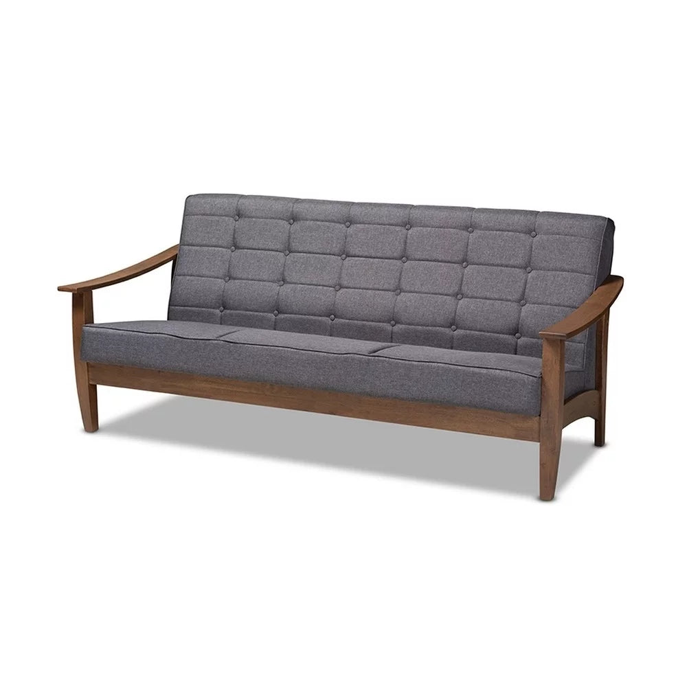 Gray Fabric Upholstered Walnut Wood Sofa E913067