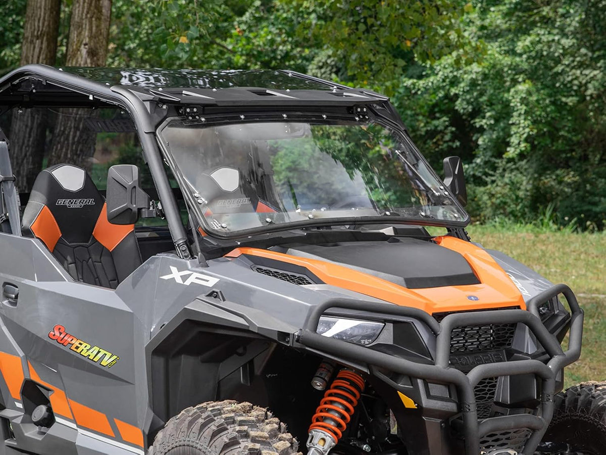 Heavy Duty Scratch Resistant Flip Windshield, 1/4" Thick Polycarbonate D374