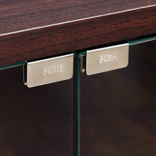 3-Tier TV Stand with Double Glass Doors and Casters, Espresso W716