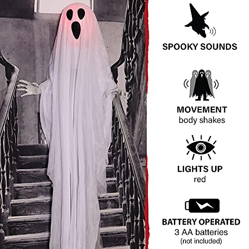 Life-Size 6-Ft Talking Ghost Halloween Animatronic with Lights and Sound M431356