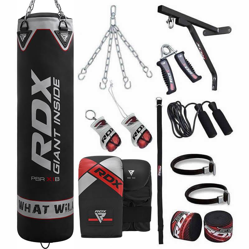 4ft 17-in-1 Black Punch Bag & Mitts K185011