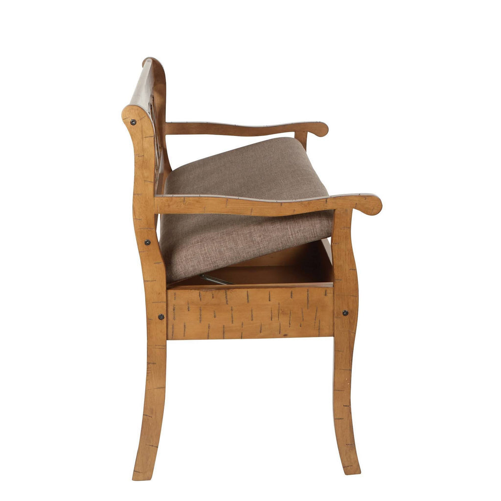 Distressed Toffee Storage Bench R21033