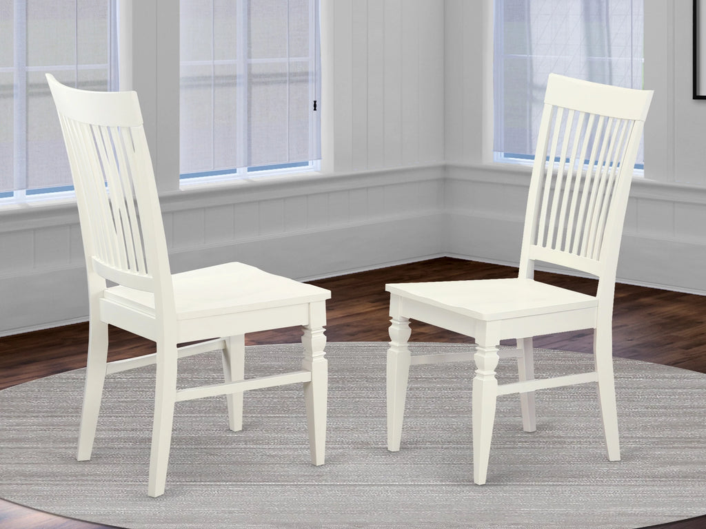 Linen White Wood Dining Chairs Set of 2 P33469