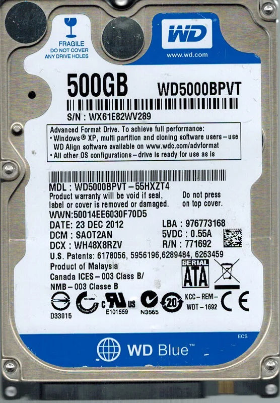 500GB Hard Drive U39298