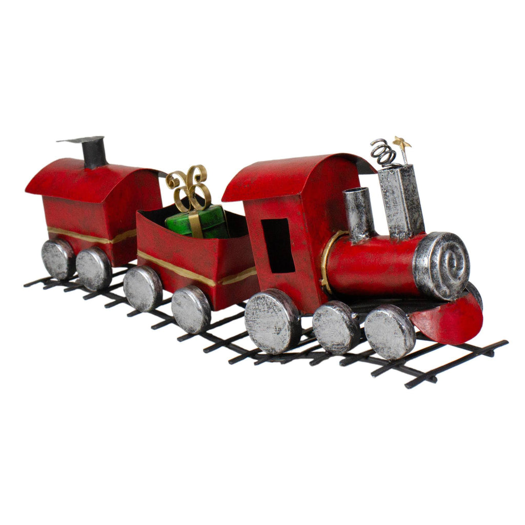 15x22 Three Car Red and Silver Metal Train Christmas Decoration H32651