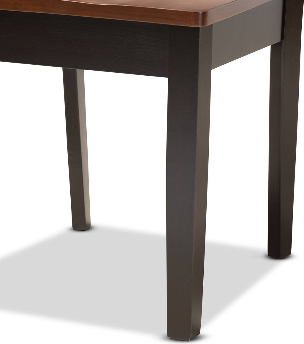 2-Piece Dark Brown and Walnut Brown Wood Dining Chair W250