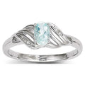 14k White Gold Aquamarine Real Diamond Ring I892