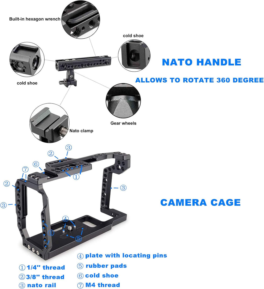BMPCC 4K & 6K Cage with Rotating NATO Handle, T5 SSD Mount H8880