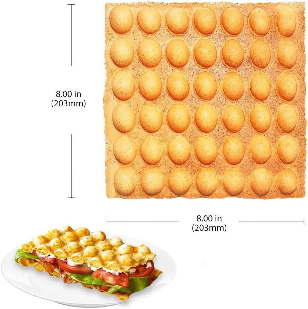 Rotating Square Nonstick Stainless Steel Bubble Waffle Maker K758