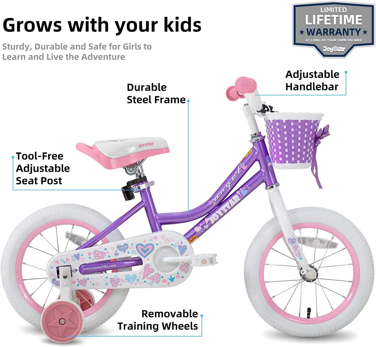 12 14 16 18 Inch Kids Bike with Training Wheels & Basket M559