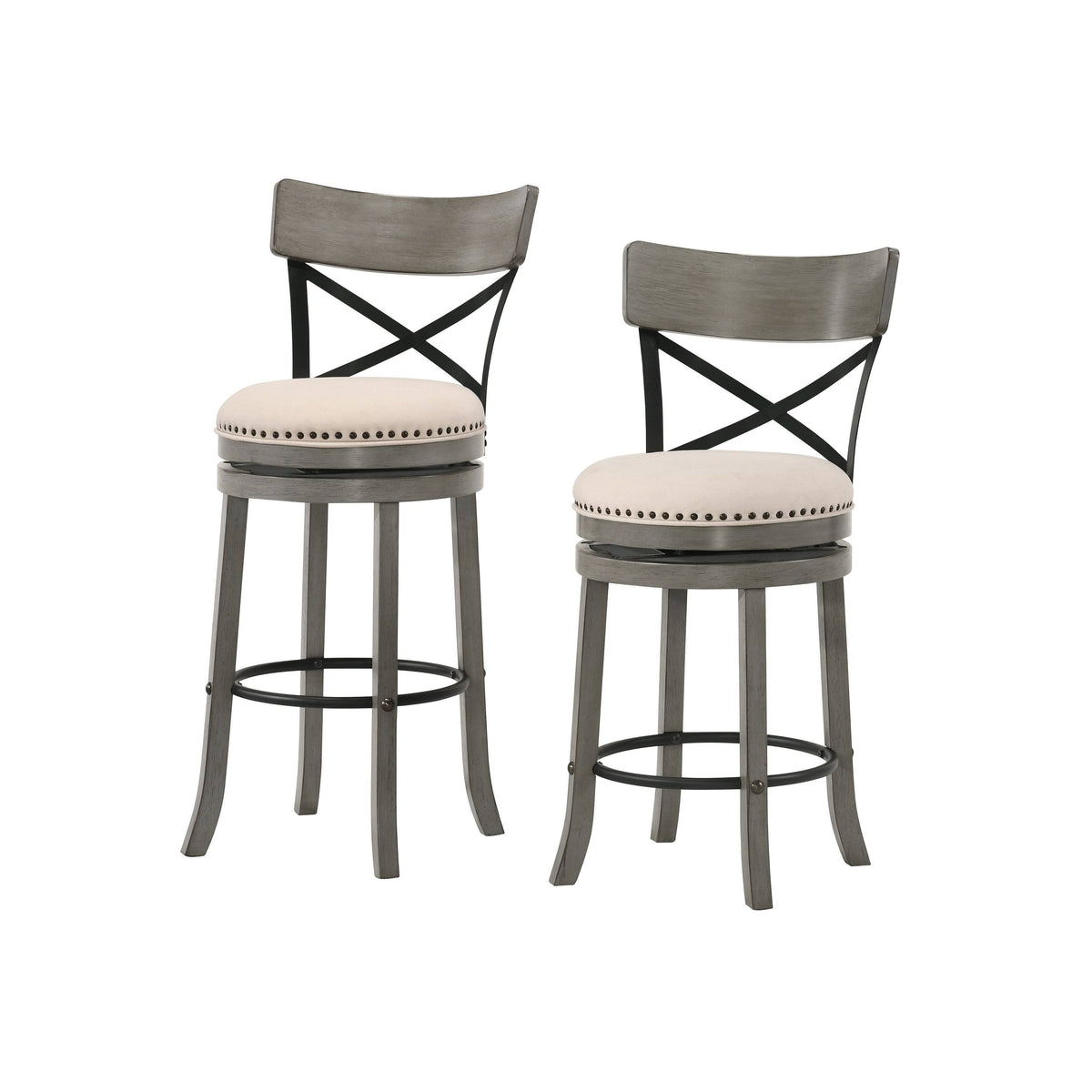 Light Grey Swivel Barstools Set of 2 N79631